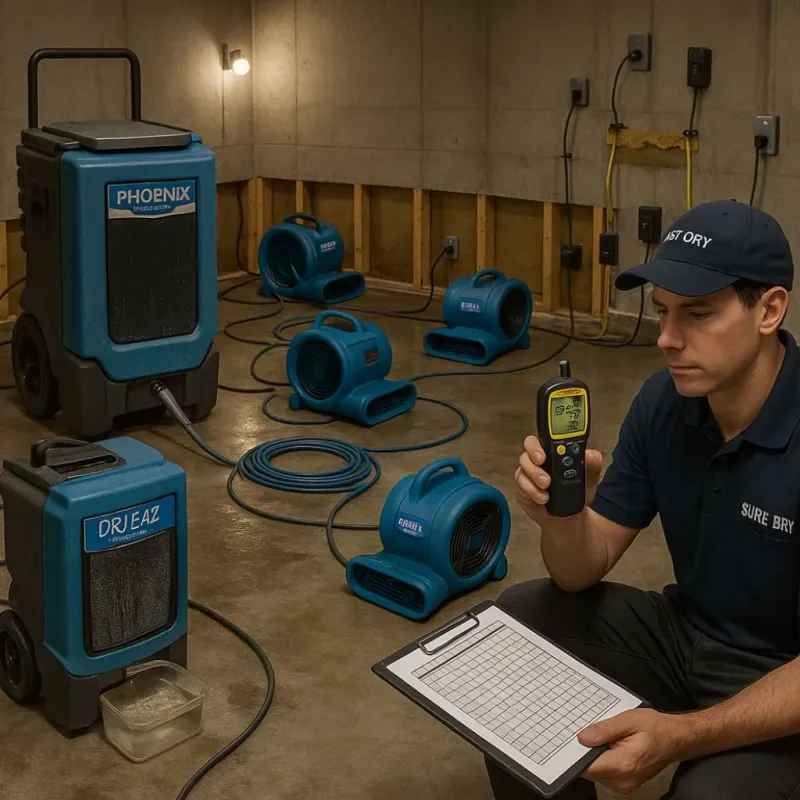 Structural Drying and Dehumidification process in Marshall, WI